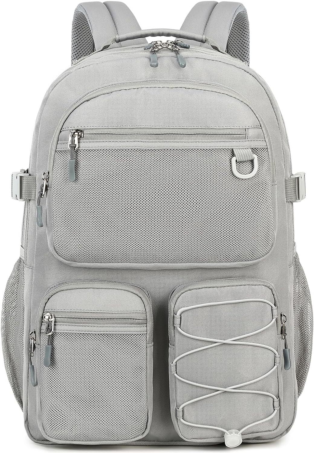 Lohol Water Resistant Daypack with Mulitiple Pockets for School Travel Grey