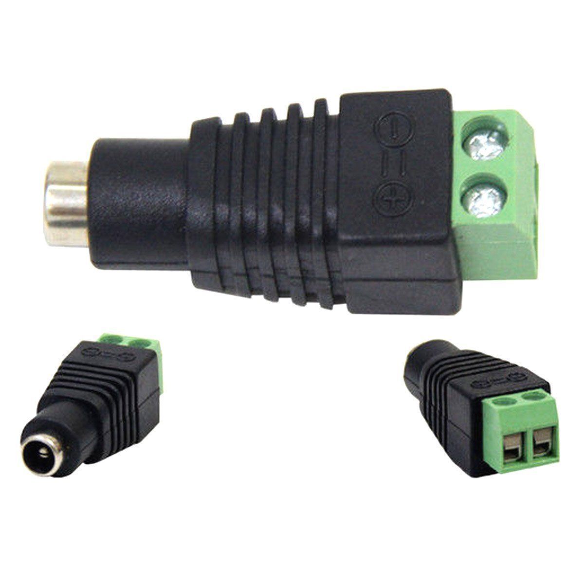 1PC-100PCS 5.5mm x 2.1mm DC Power Female Plug Connector For 5V 12V 24V LED Strip