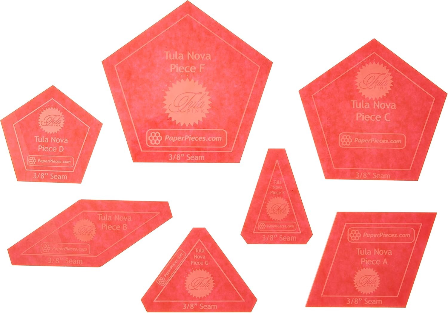 ACRTULANOVA Acrylic Fabric Cutting Template for Tula Nova (7 Piece Set)