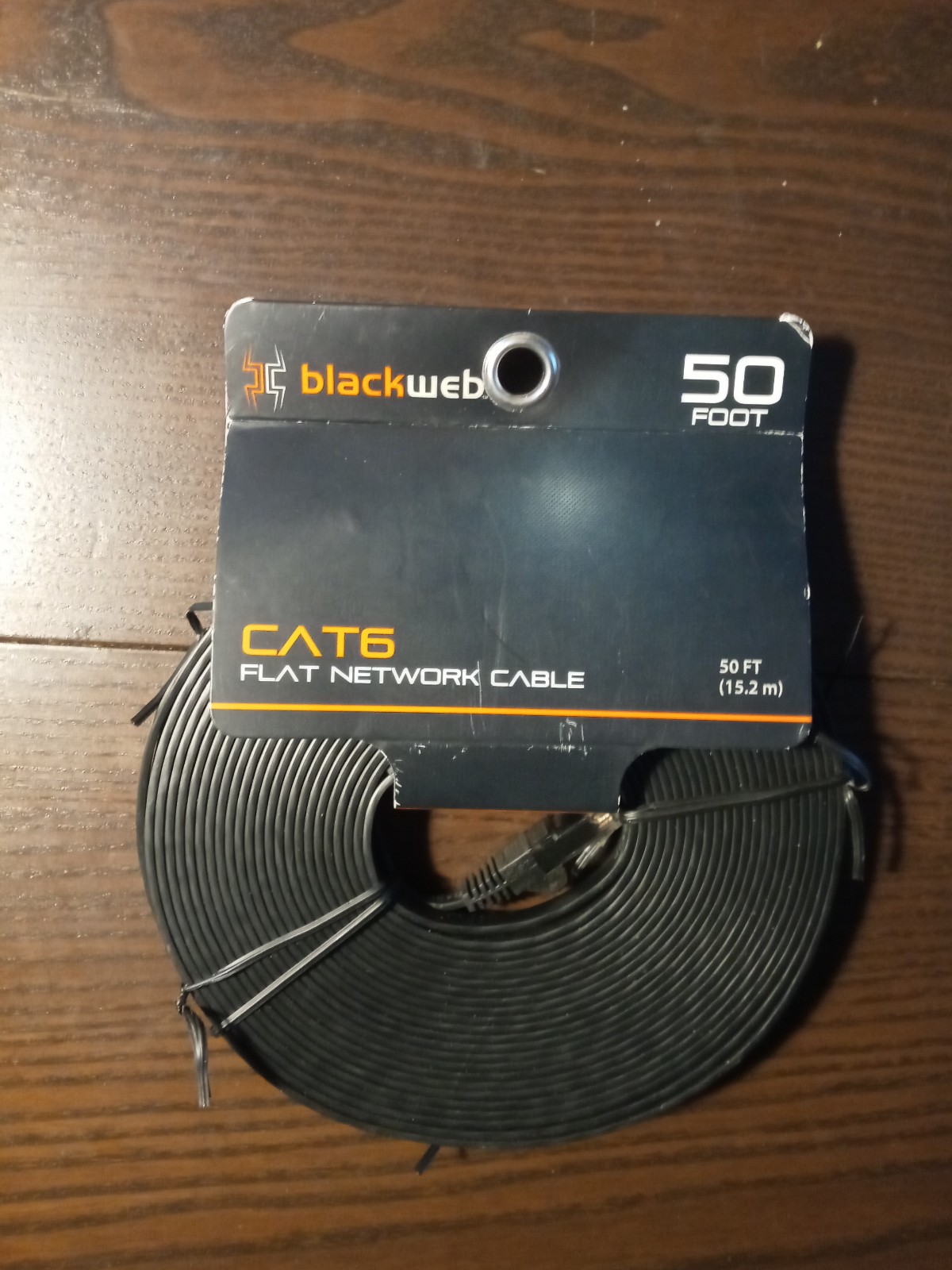 blackweb Cat 6 Ethernet Cable 50 ft Flat Internet Network Cable - Black
