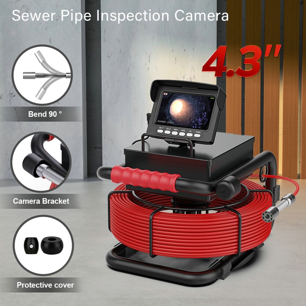 MAOTEWANG Sewer Camera 65ft/20m Pipe Inspection Camera HD Drain 4.3" LCD Monitor