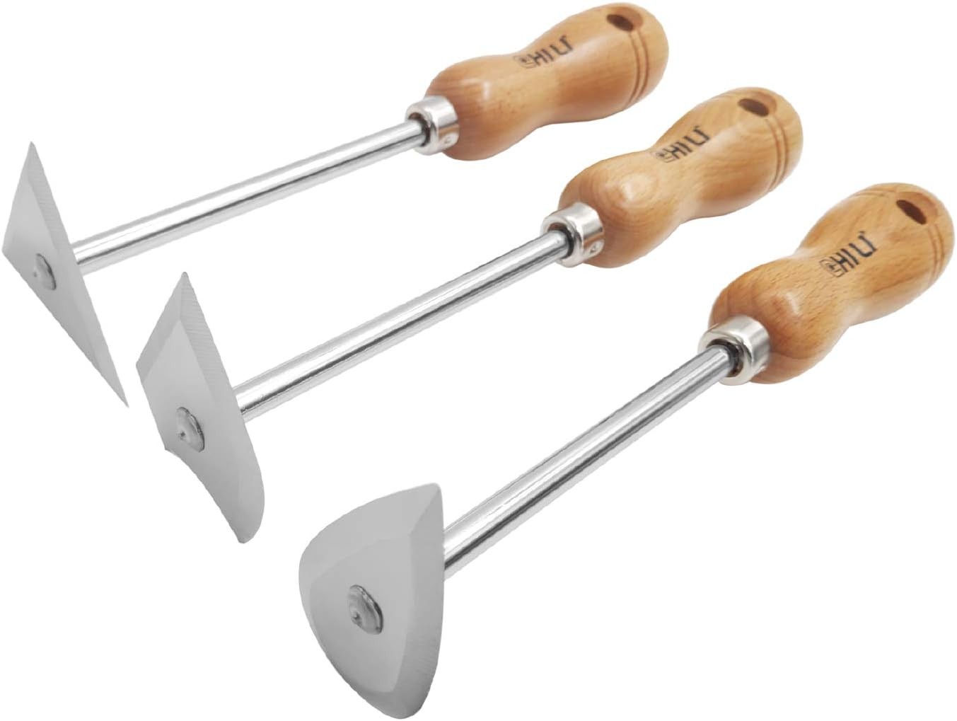 TOOLS 3PC. Stainless Steel Shave Hook Scraper Set With Wooden Handle