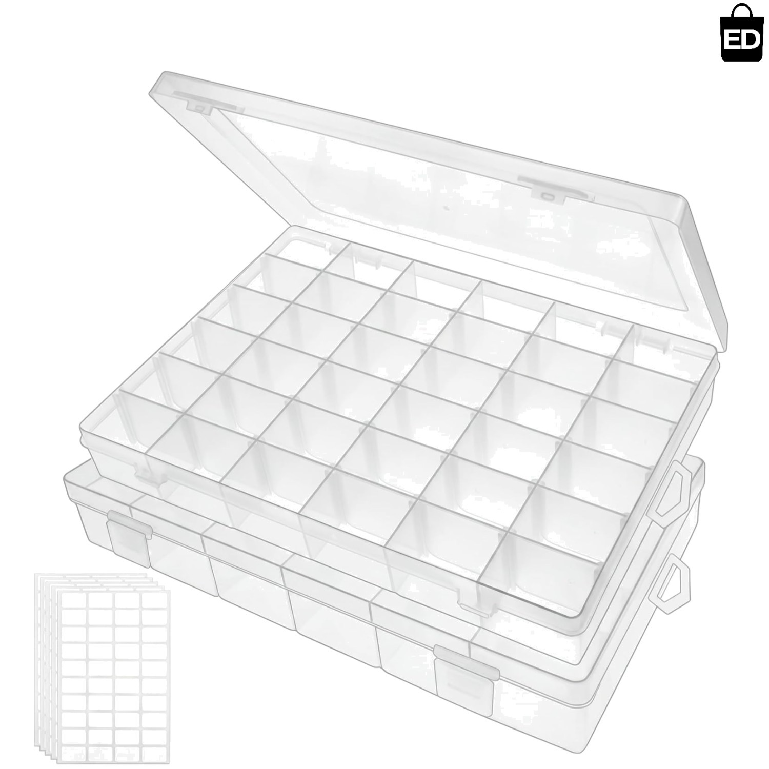 Clear 36-Grid Jewelry Tackle Box Set - Adjustable, Durable Storage Solution