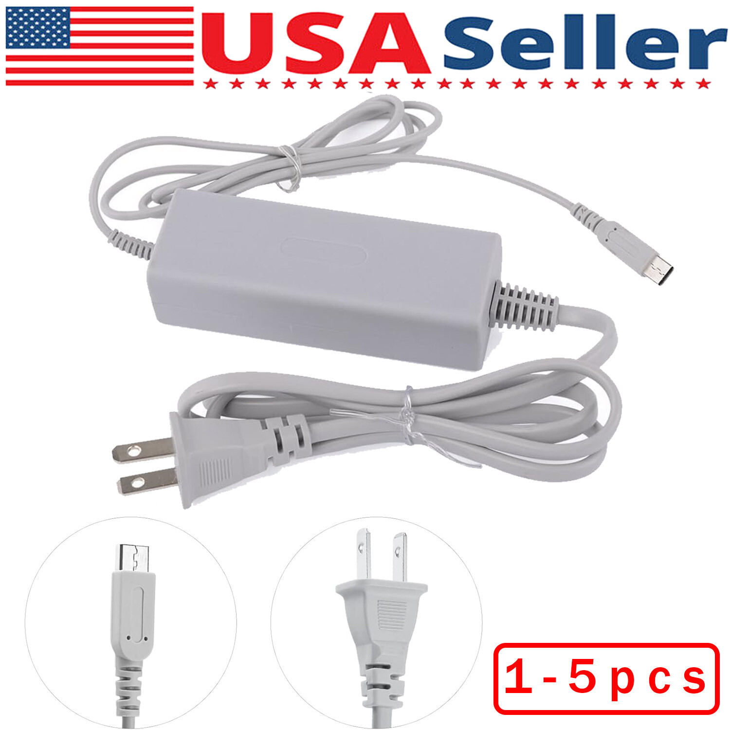 AC Power Supply Charging Adapter Cable Charger For Nintendo Wii U GamePad
