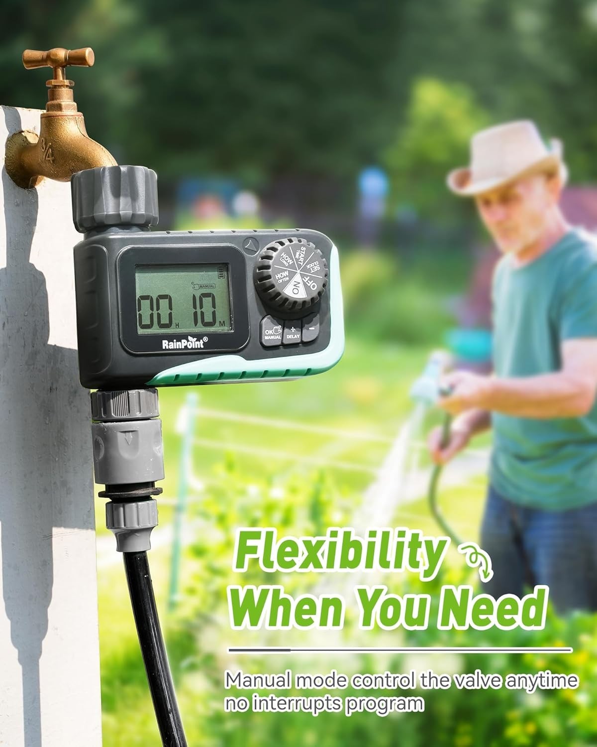 Large Display Watering Timer with Customizable Modes - Perfect for Gardens