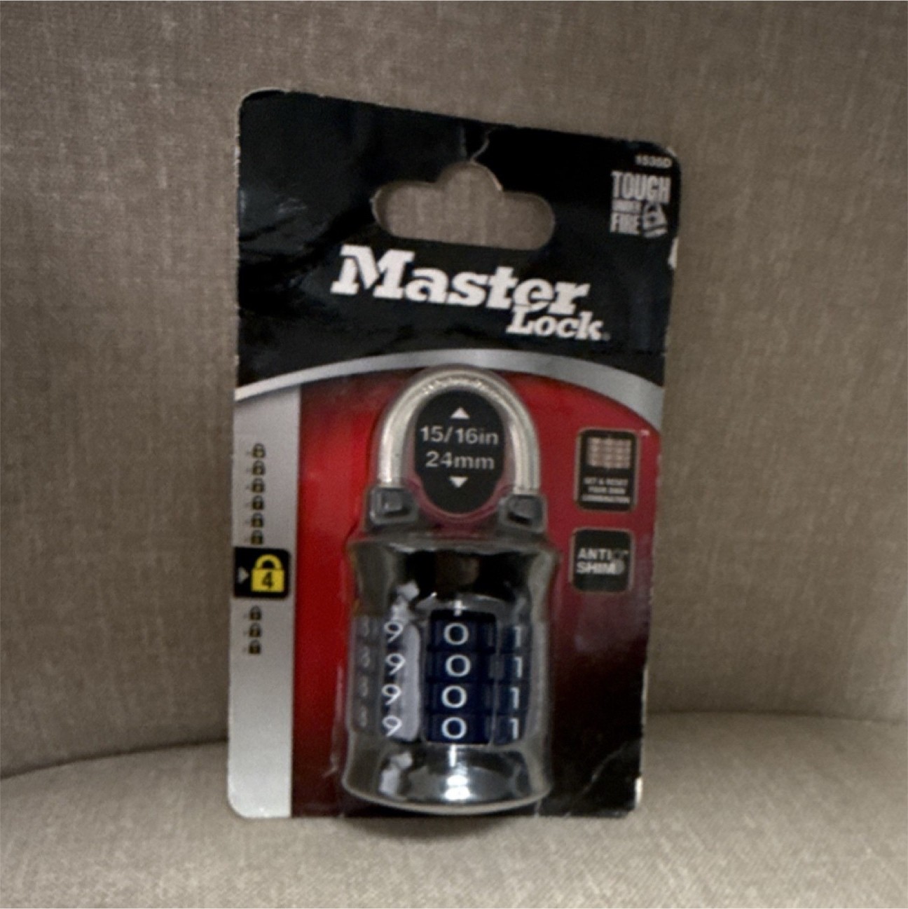 Master Lock 1536D Combination Padlock Steel 15/16in Indoor Outdoor