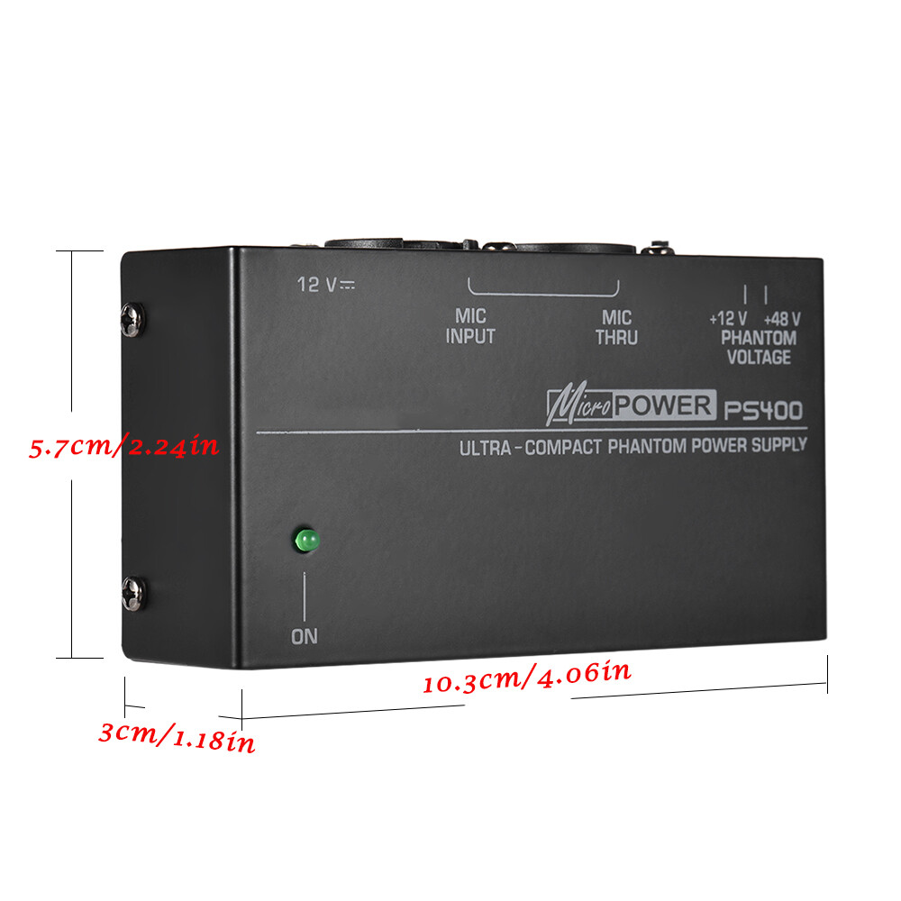 PS400 Universal Microphone Phantom Power Supply 12V/48V Ultra-compact Condenser