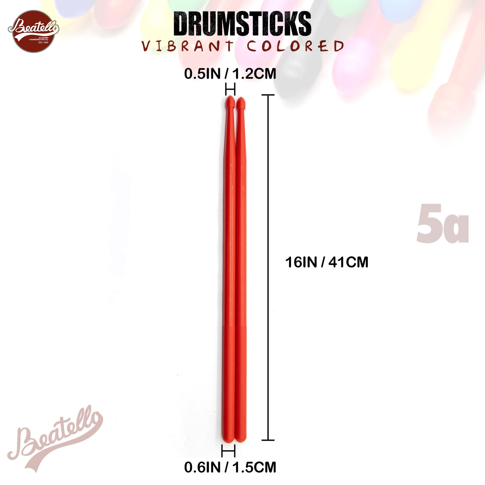 Beatello 5A Nylon Resin Drum Sticks 10 Pair Durable Practice Drumsticks Colors