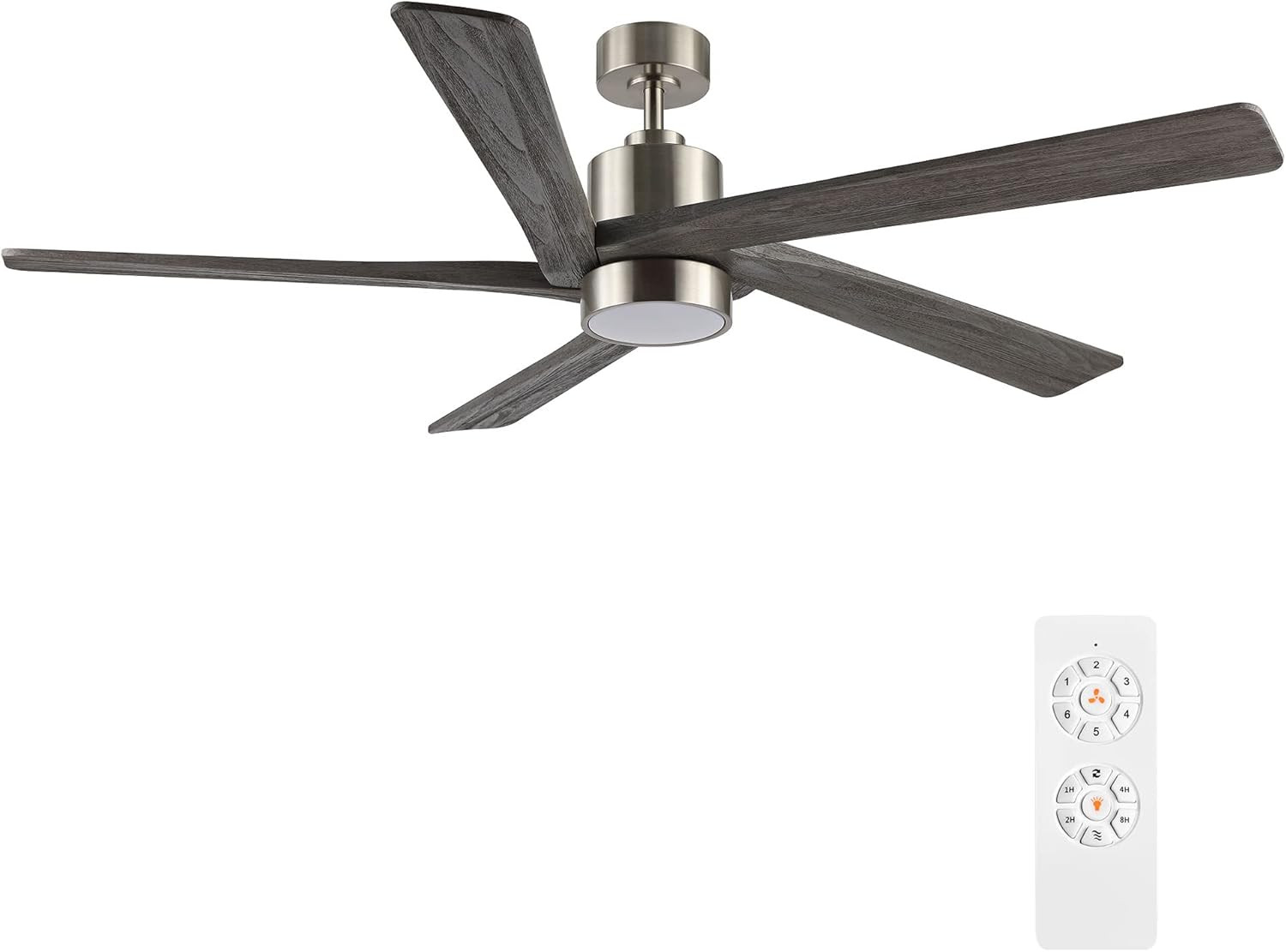 64 Inch DC Ceiling Fan with Lights and Remote Control, 5 Reversible Carved Wood