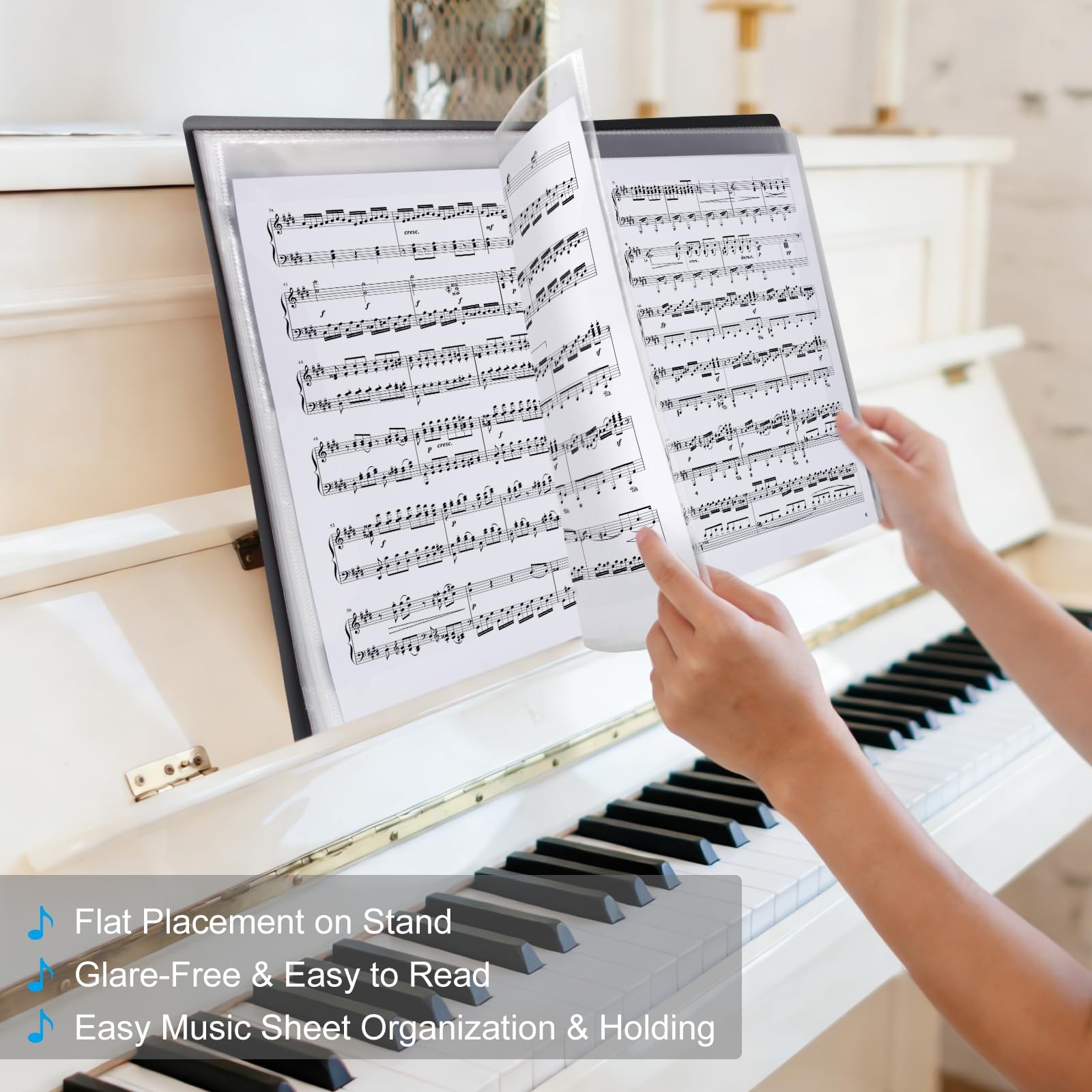 Sheet Music Folder, Premium Folder Organizer for Black