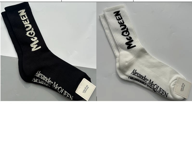 Alexander McQueen Men’s Black White Crew Socks