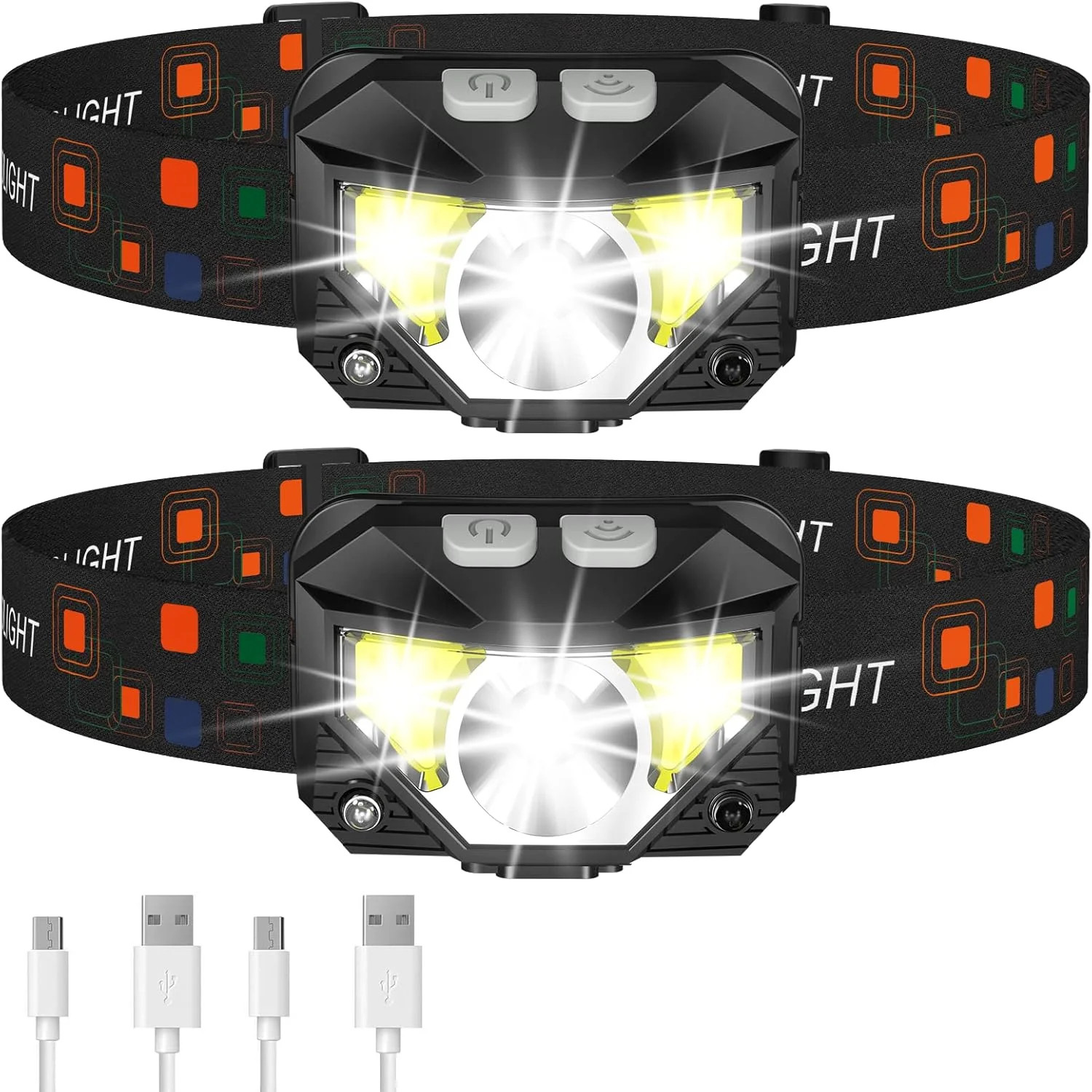 Headlamp Flashlight, Lumen Ultra-Light Bright LED Rechargeable Headlight with Wh