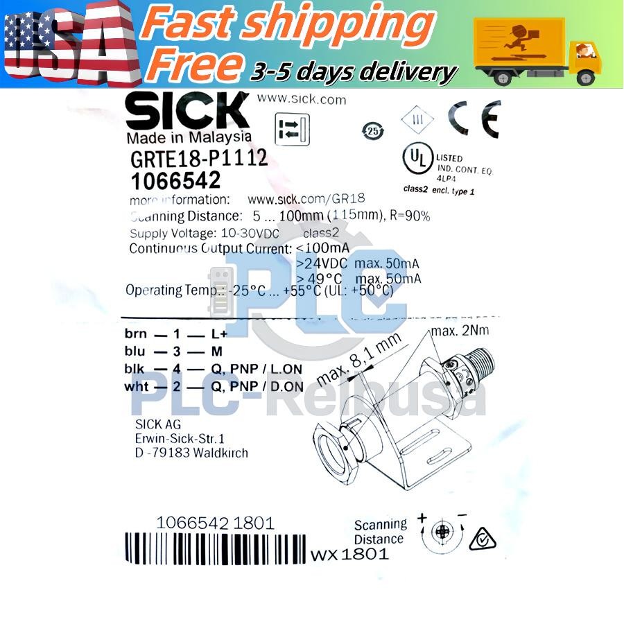 US FREE TAX SICK GRTE18-P1112 Cylindrical Photoelectric s ,PNP, #