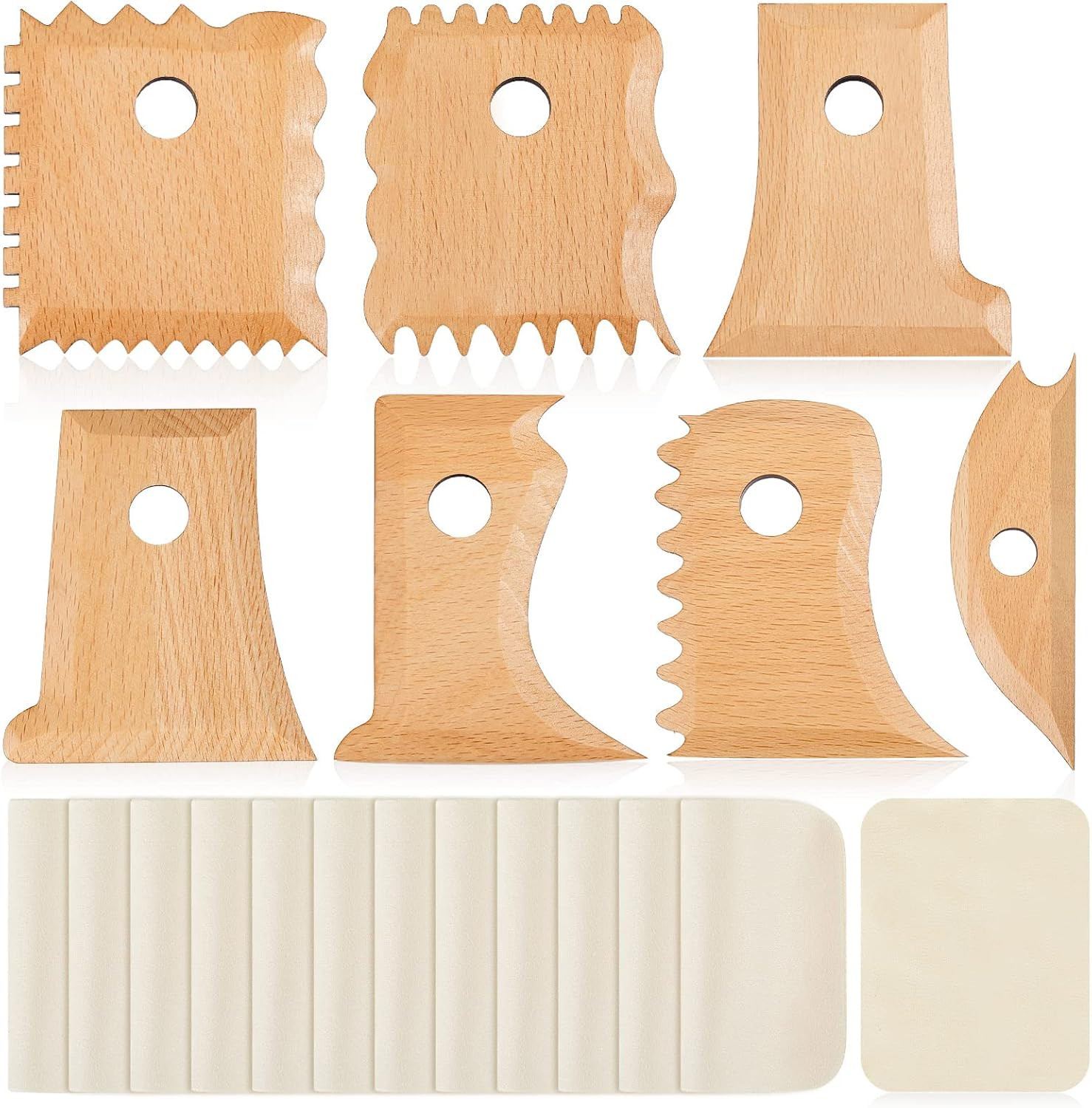 27 Pcs Pottery Trimming Tools Set Pottery Ribs Ceramics Tools Foot Shaper with 2