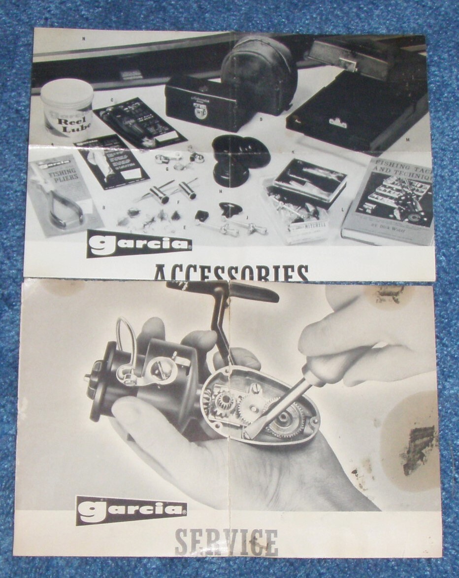 2 GARCIA MITCHELL FISHING REEL SERVICE & ACCESSORIES PAMPHLETS (TRAY GM7-3)