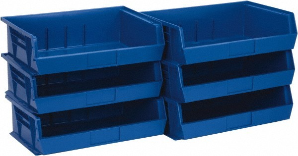 6 Pack Quantum Storage QUS245 Blue Bins, 16-1/2" Wide x 10-7/8" Deep x 5" High