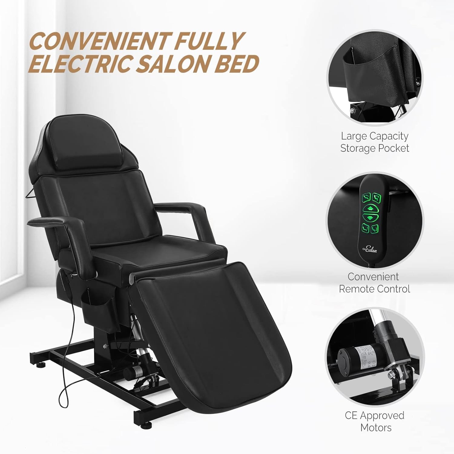 Professional Electric Facial Bed with Removable Headrest, Adjustable Height New