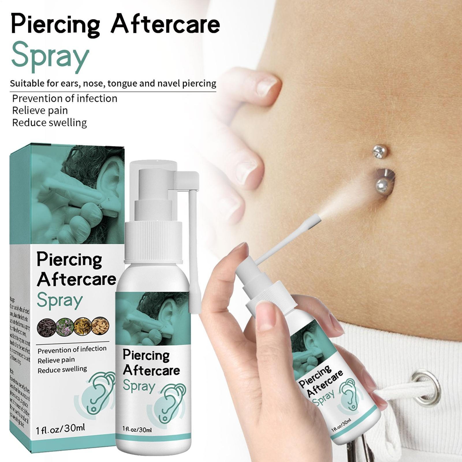 Piercing Aftercare Spray Saline Solution suitable for Piercings Bumps Accelerate