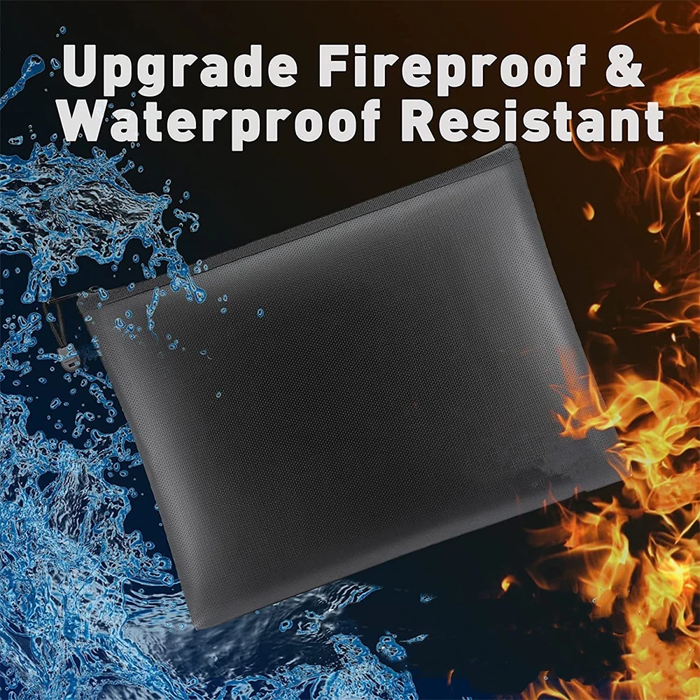 2000℉ Fireproof Document Pouch Fire Proof Money File Bag Waterproof Safe Cash