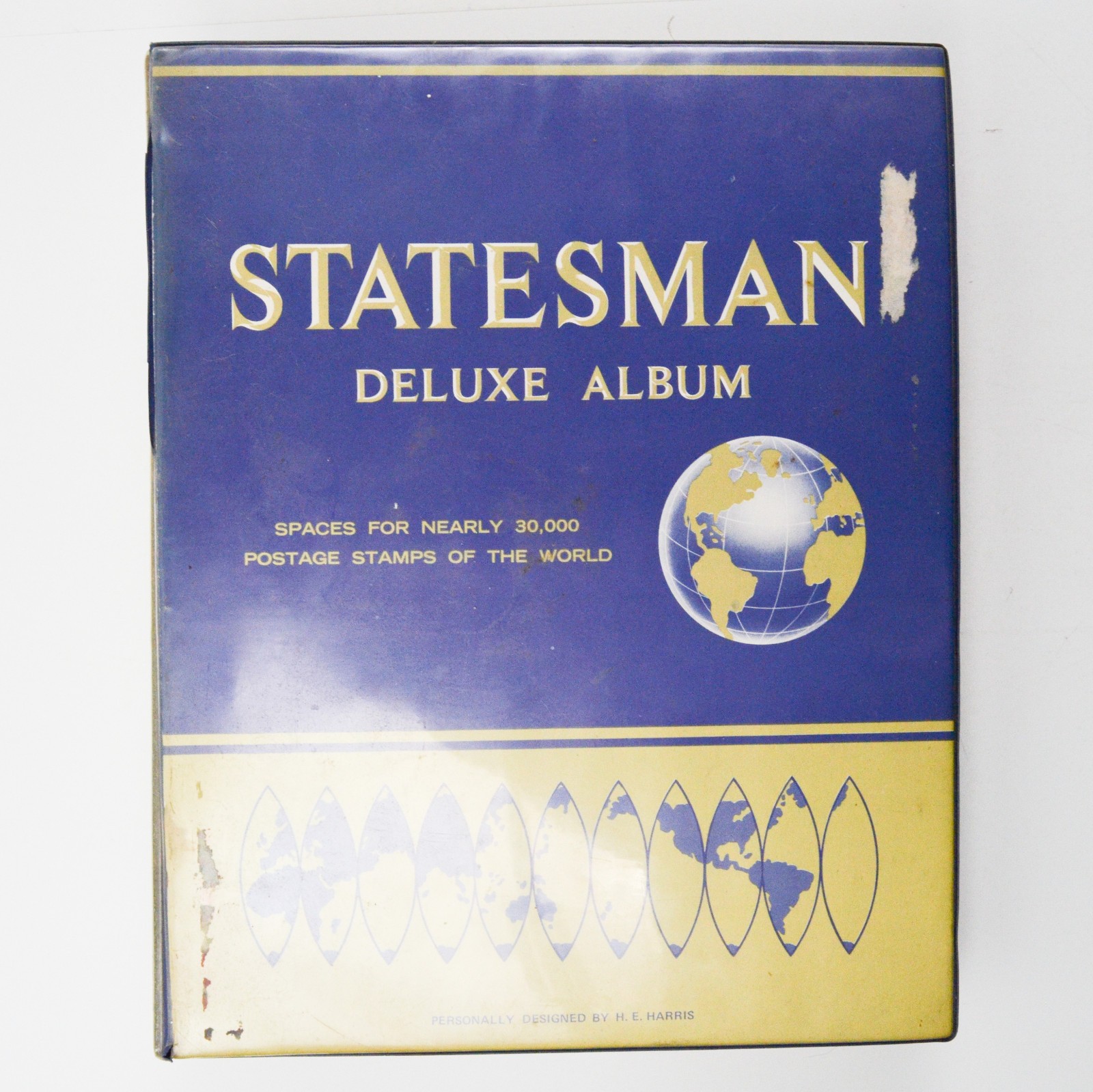 Vintage 70's HE Harris Statesman Deluxe Album Worldwide Collection of Stamps