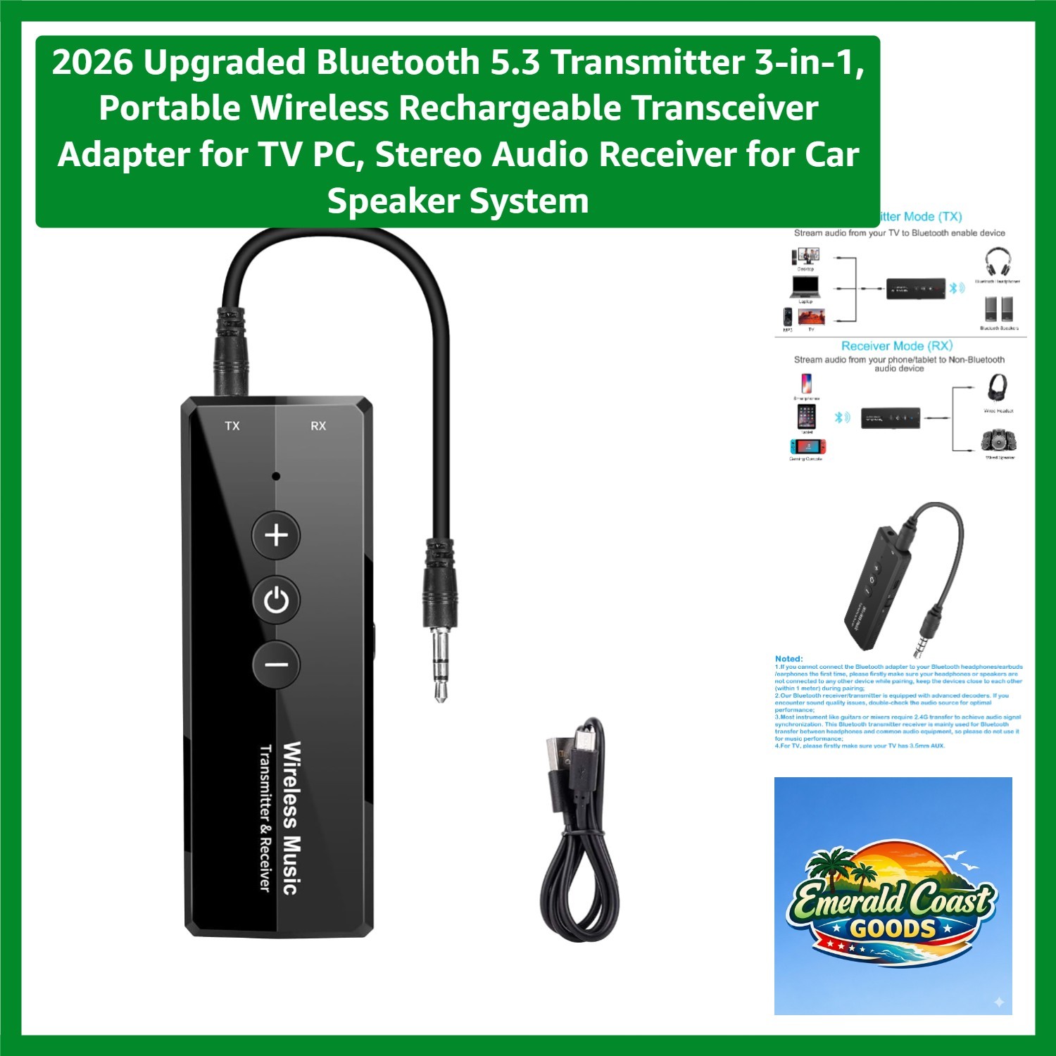 Upgrade Your Audio with 2026 Bluetooth 5.3 3-in-1 Transmitter & Receiver Adapter