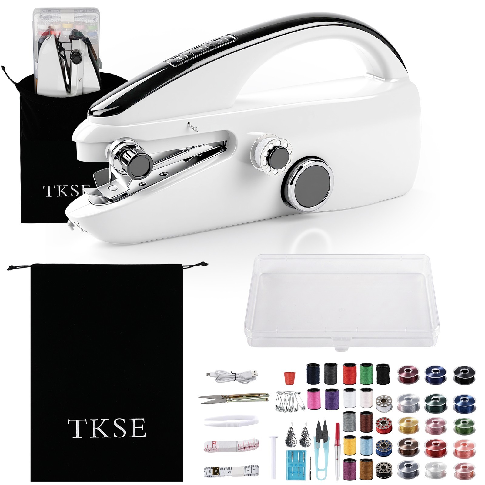 S8 Portable Mini Handheld Sewing Machine Kit Stitch Set for Beginners Adults Bag