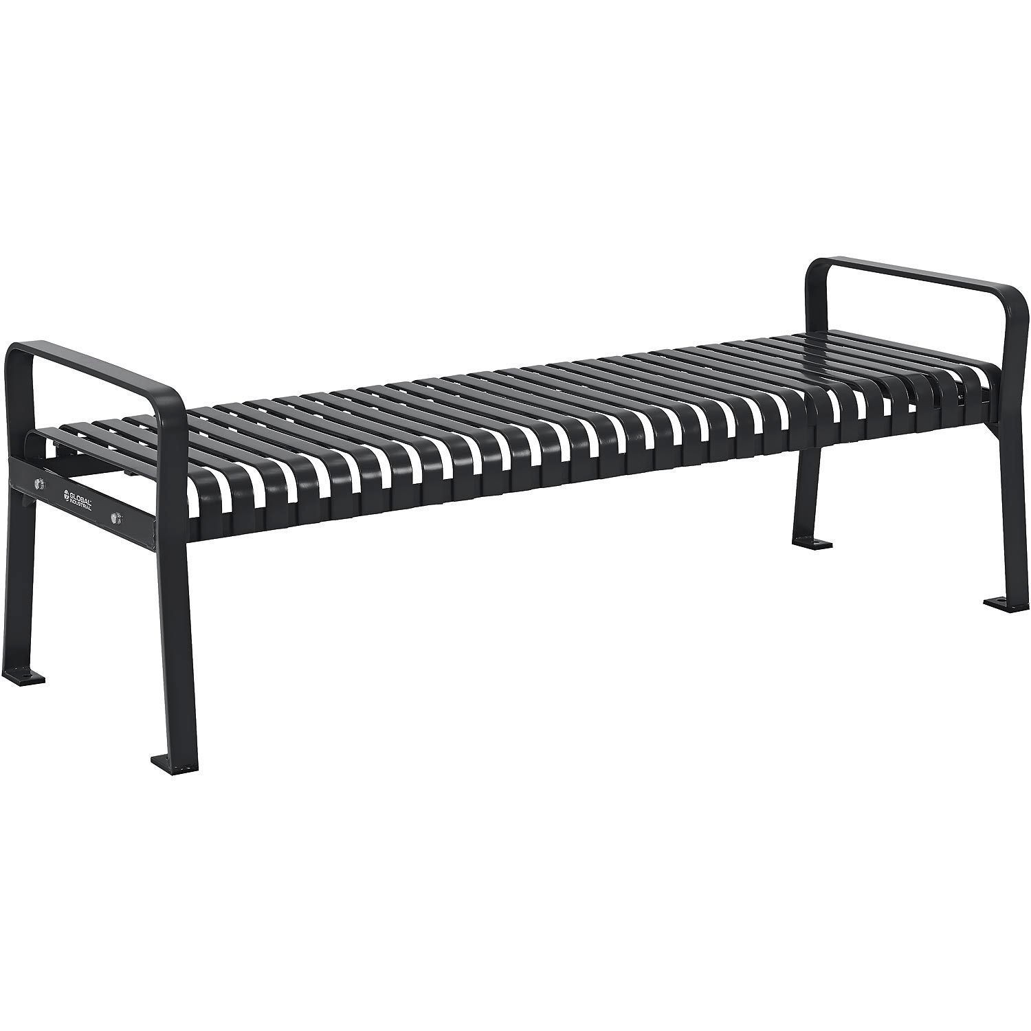 Global Industrial 72" L Outdoor Steel Slat Park Bench Without Back Black