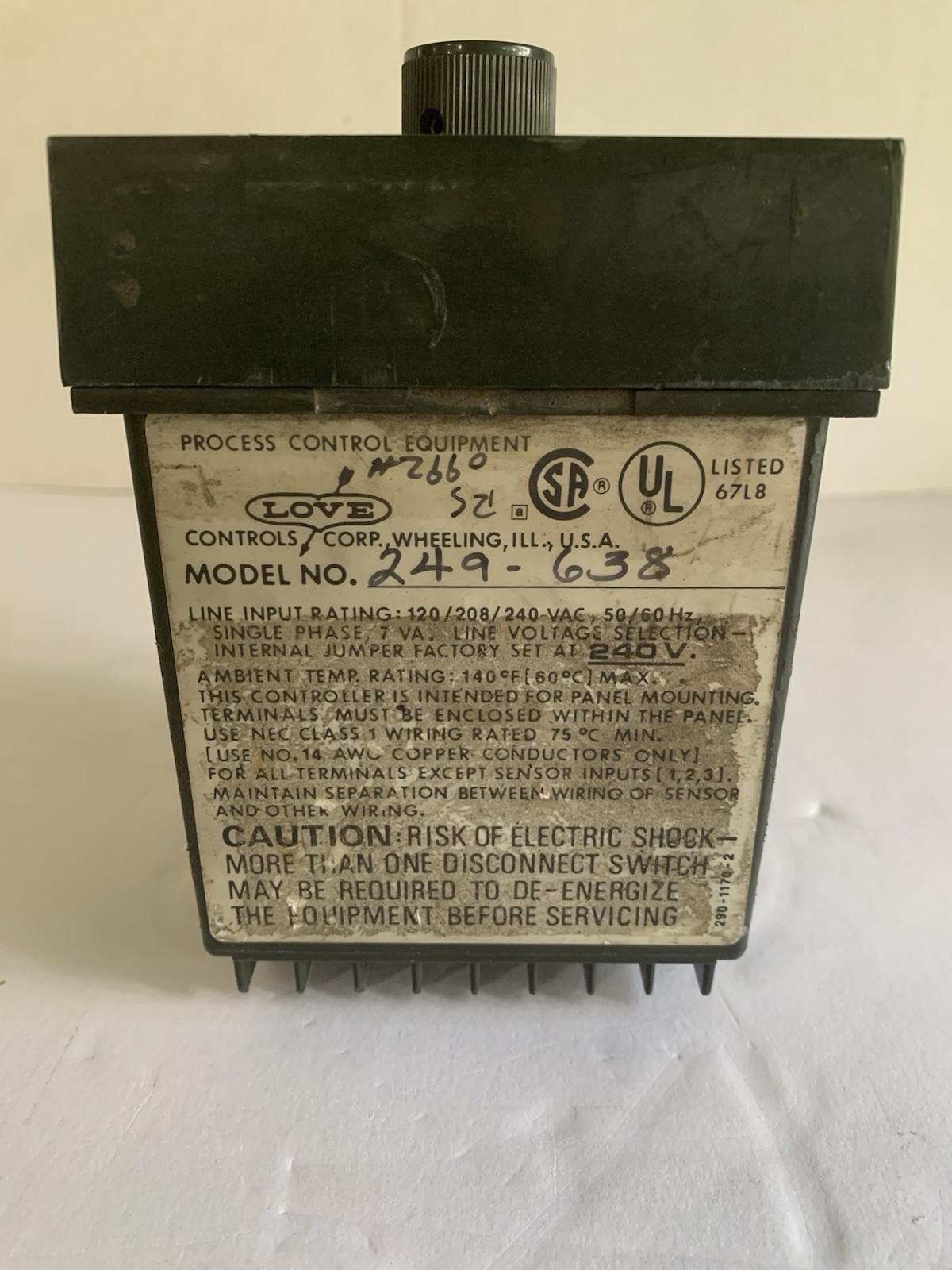 LOVE CONTROLS TEMPERATURE CONTROLLER MODEL 249-638