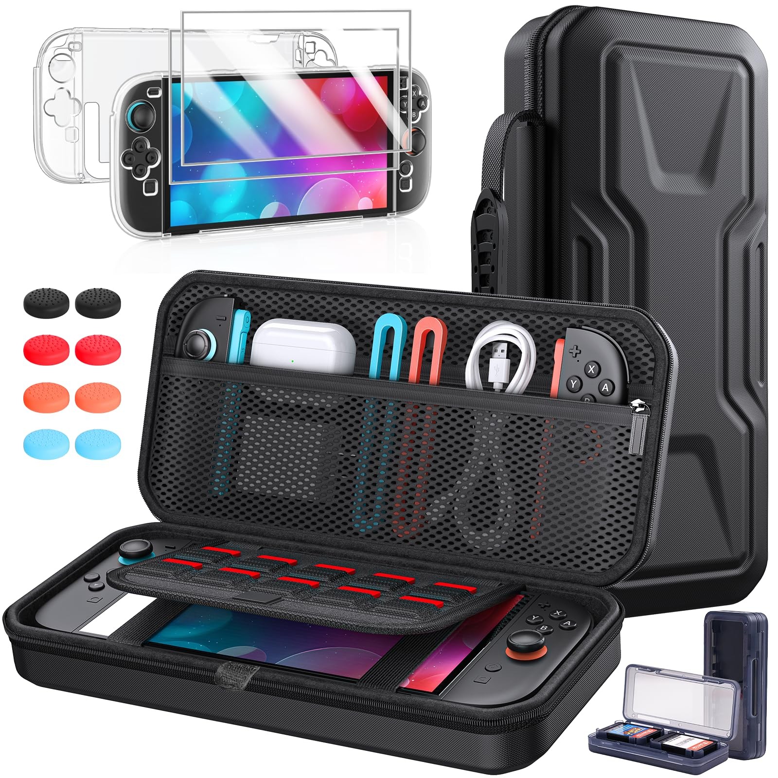 All in One Accessories Case Bundle for Nintendo Switch 2 2025, Carbon Black