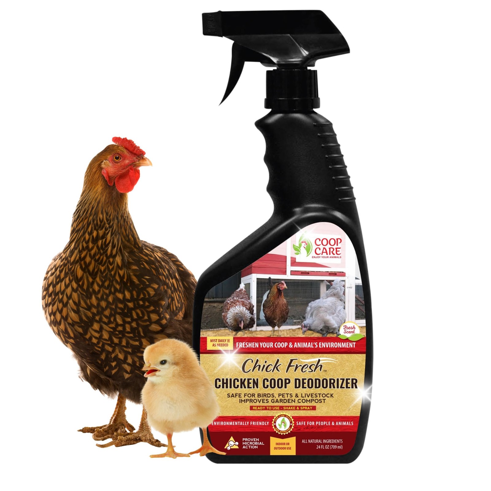 Chicken Coop Odor Control Spray for Chickens & Brooders, 24 oz