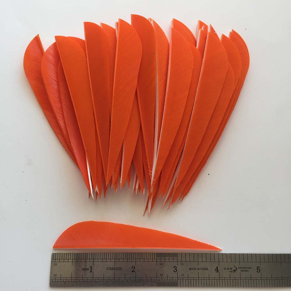 50PCS 4 Inch Orange Parabolic Fletches Feather Fletching RW LW
