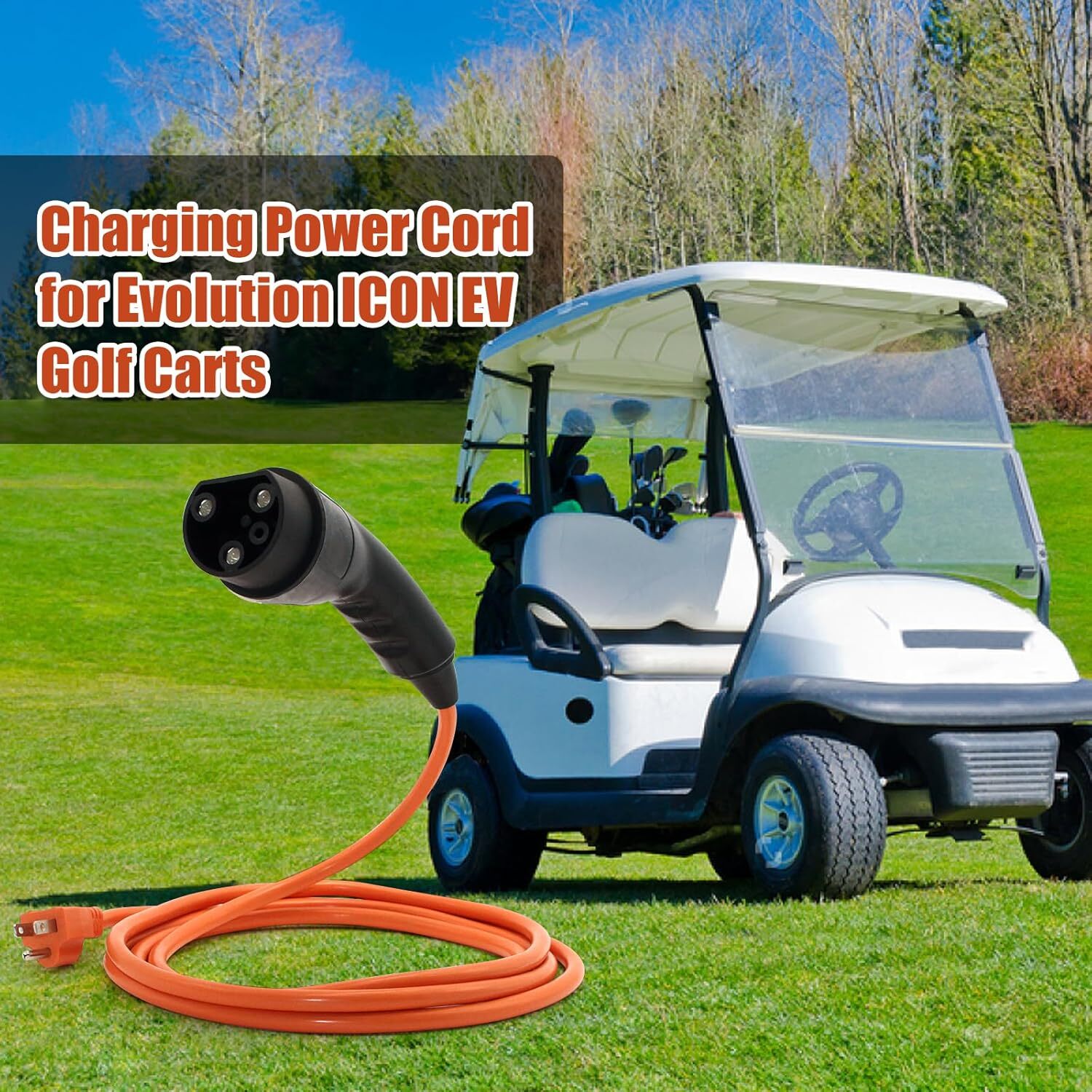 For Evolution ICON EV Golf Carts 120V 3 Pin Power Charging Cord ST-031016-PT