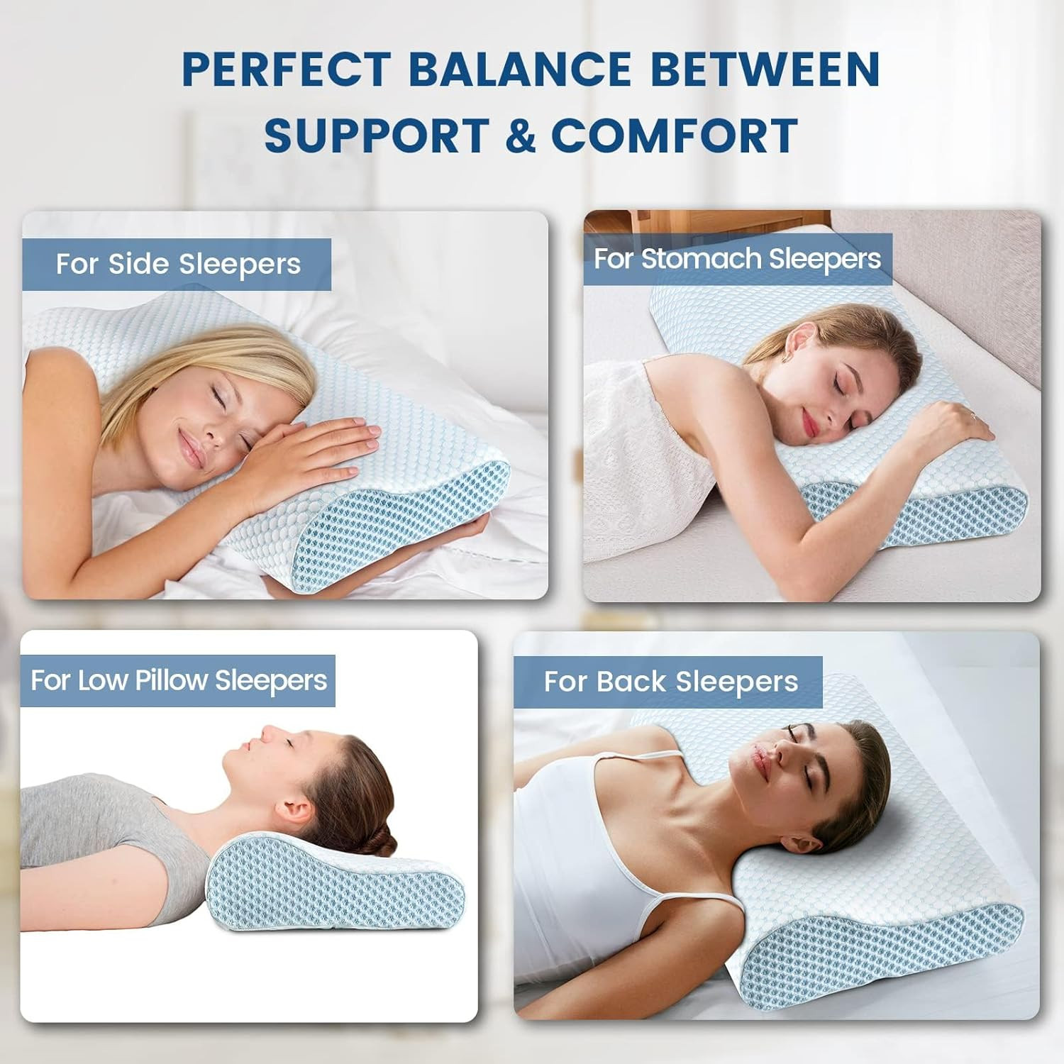Memory Foam Bed Pillow for Sleeping, Ergonomic Cervical Contour Neck Support Ort