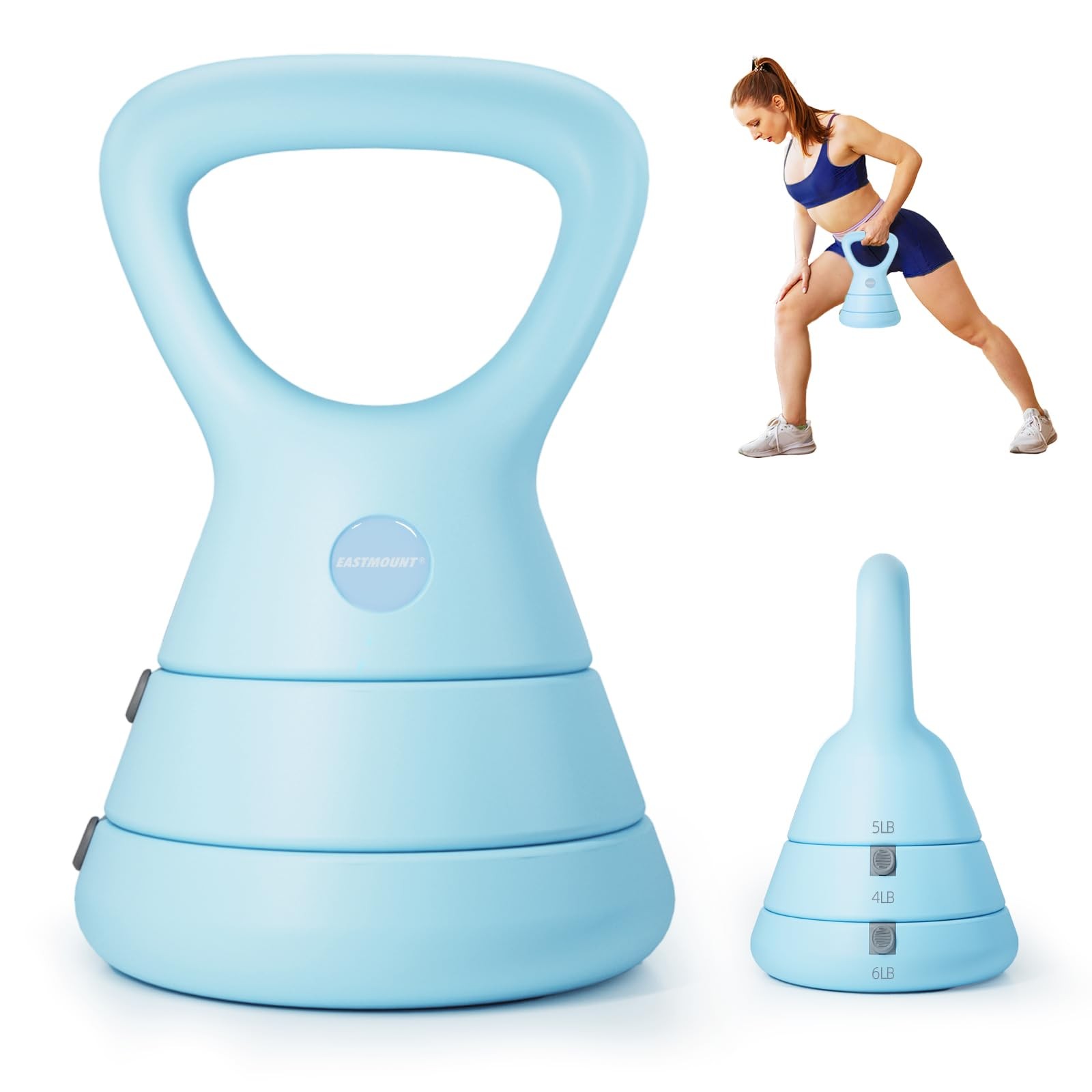 15LB Adjustable Kettlebell Set – 3-in-1 (5/9/15 LB), Compact Adjustable Weigh...