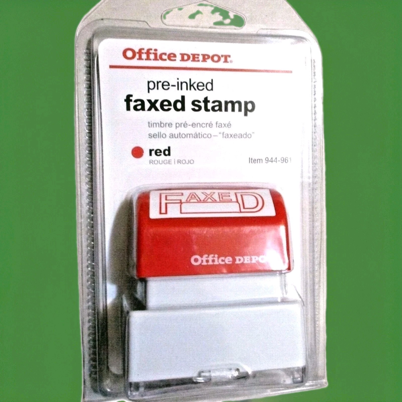 FAXED Stamp Pre-inked RED Office DEPOT Item 944-961