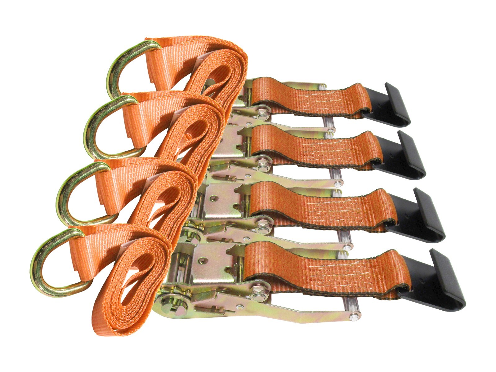 4 Lasso Straps 2"x10' w/ 10,000lb Ratchet Handles – Flatbed Trailer Vehicle Kit