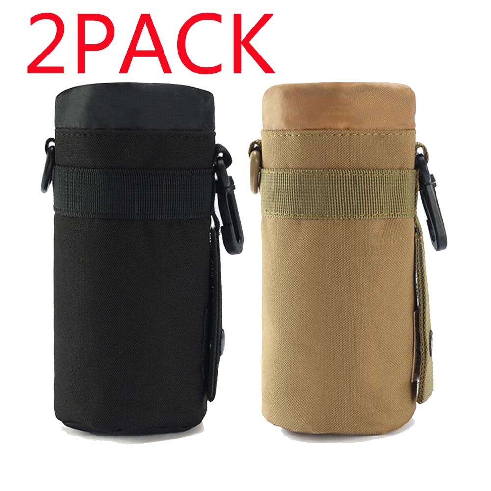 2PACK Tactical Molle Water Bottle Bag Military Hiking Belt Holder Kettle Pouch