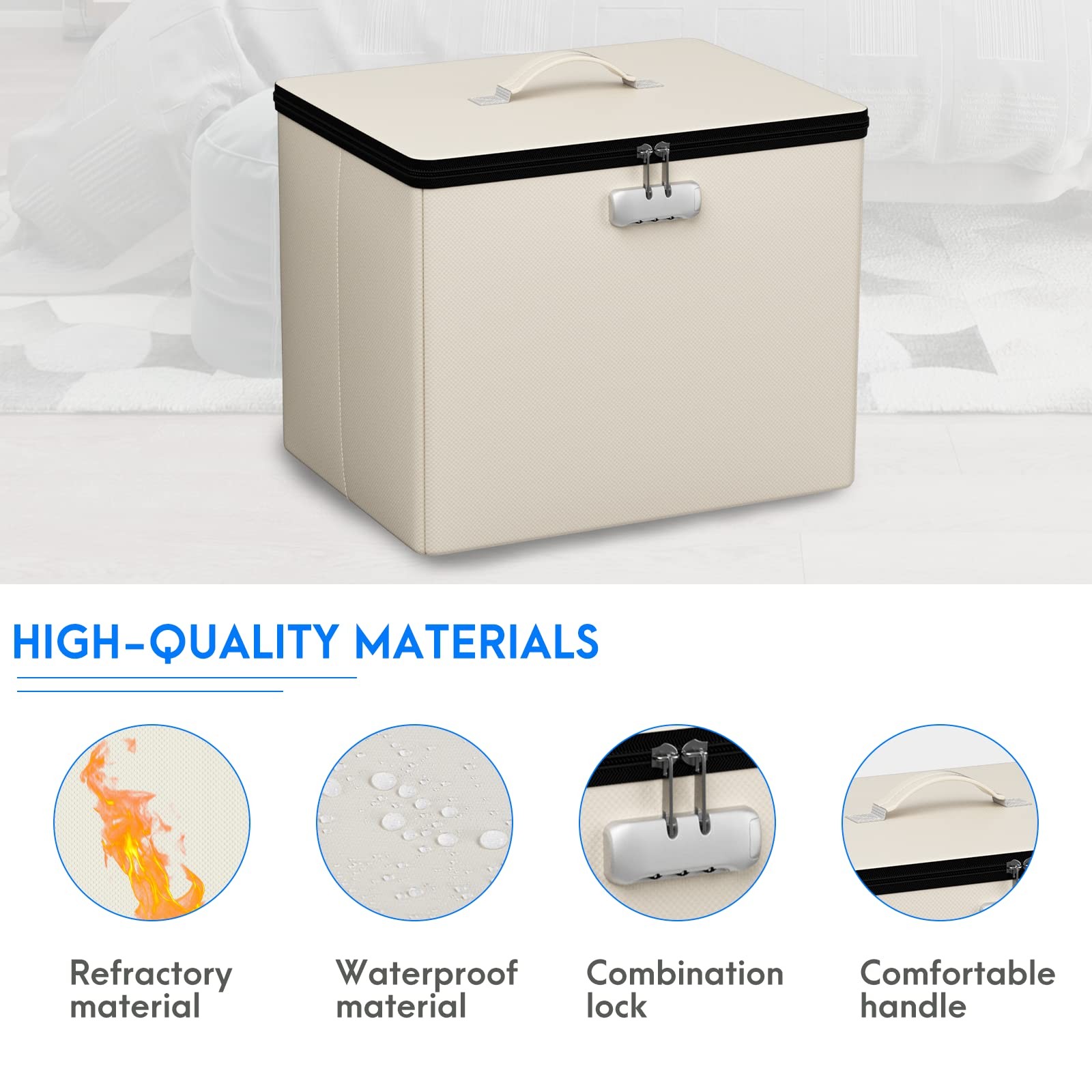 Small Ottoman with Storage, 17 x 13 x 13 inch Fireproof Safe Folding Ottoman ...