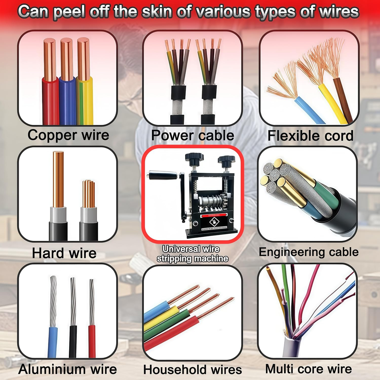 Manual Wire Stripper Machine,Drill Powered Hand Crank Wire Stripper Tool