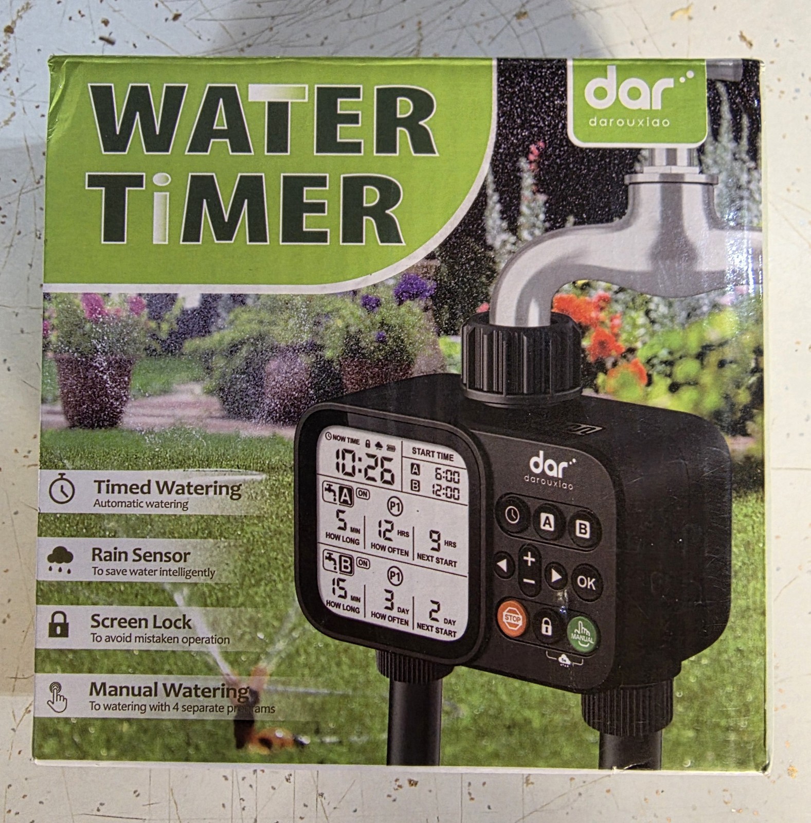 Dar Darouxiao 2 Zone Outlet Digital Water Timer Model: WT08 NEW