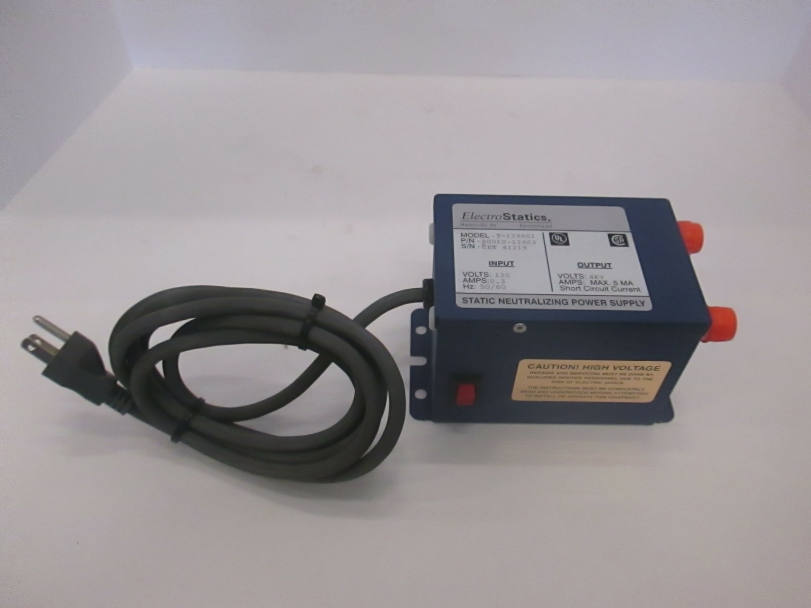 ElectroStatics, T-1246S1, Static Neutralizing Power Supply, Used