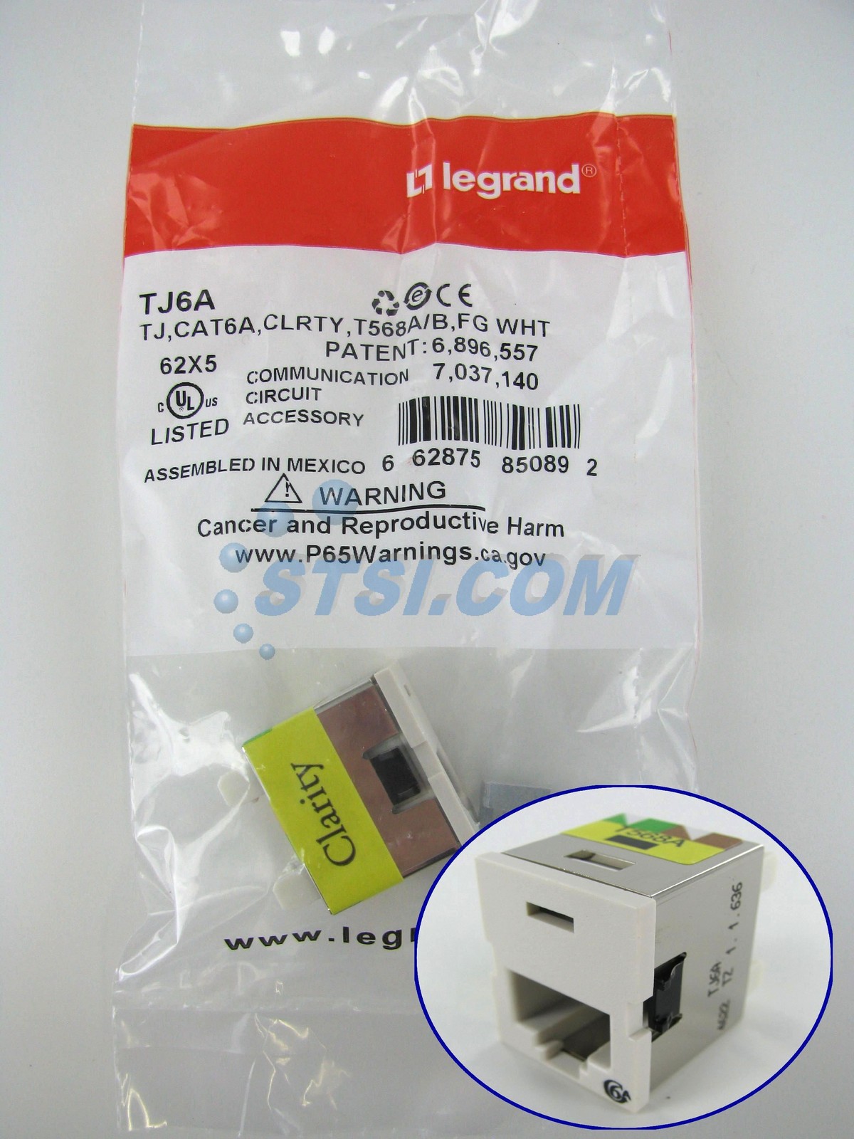 Legrand Ortronics OR-TJ6A Clarity TracJack Cat6a Jack Module, Fog White ~STSI