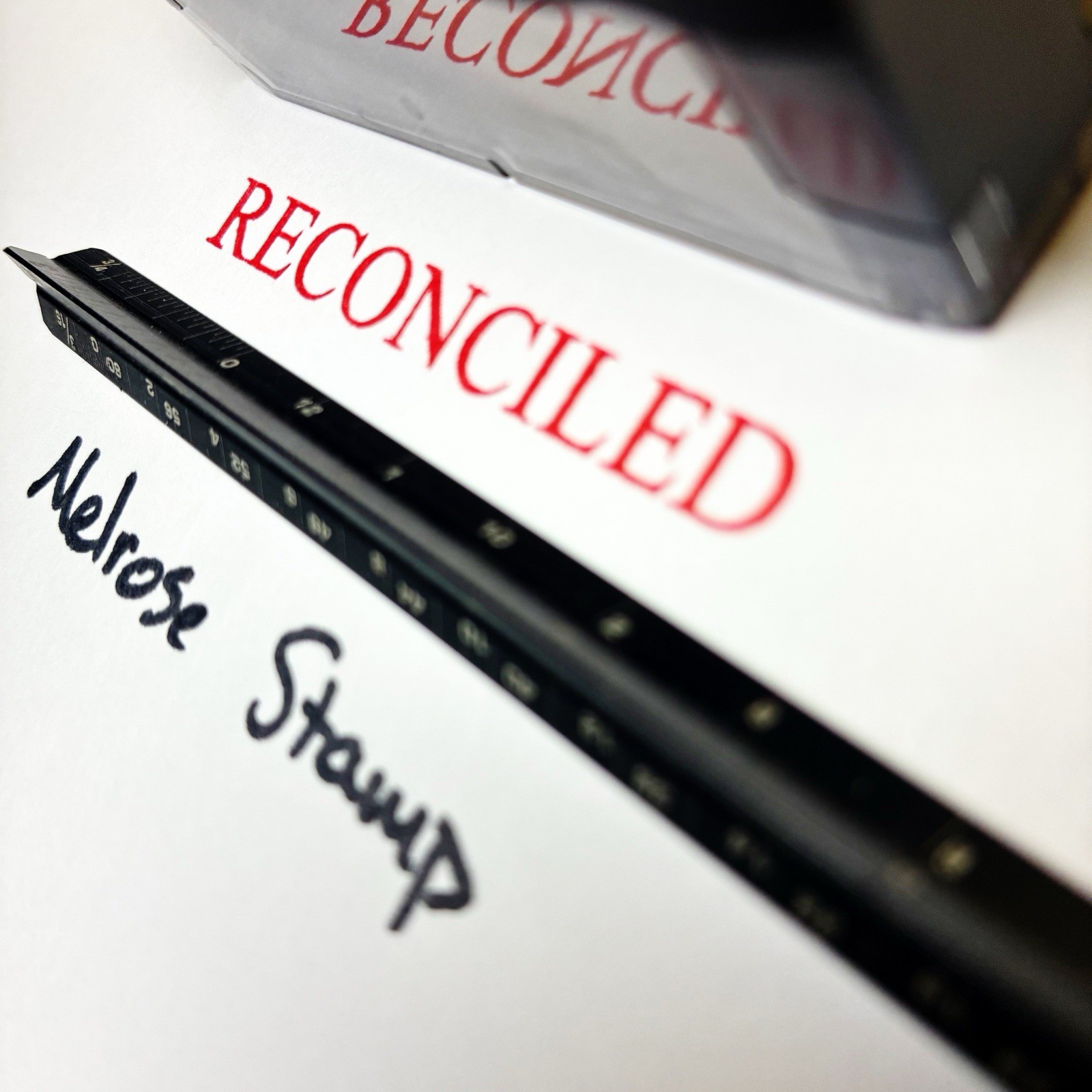 Reconciled Rubber Stamp Red Ink Self Inking Ideal 4913