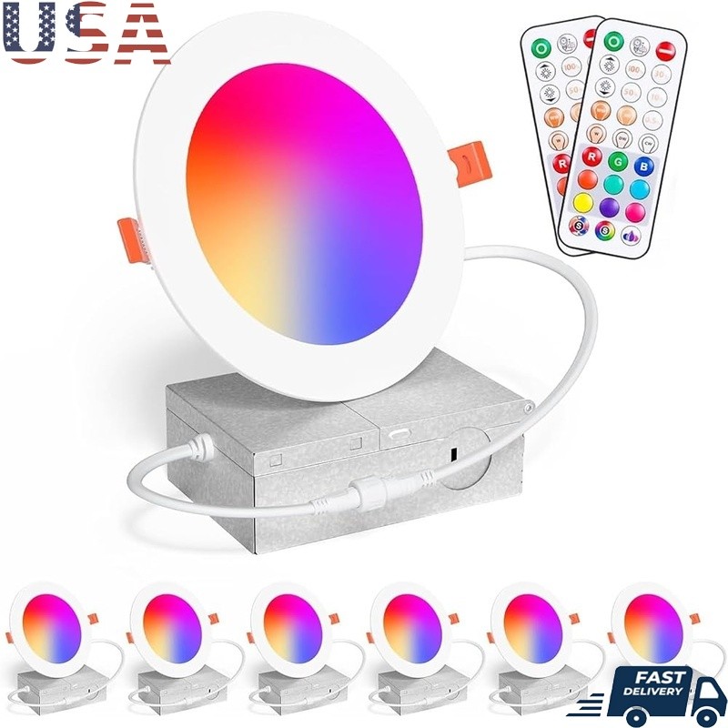 LED Downlight RGB Remote Control Dimmable Recessed Lighting Energy Saving New