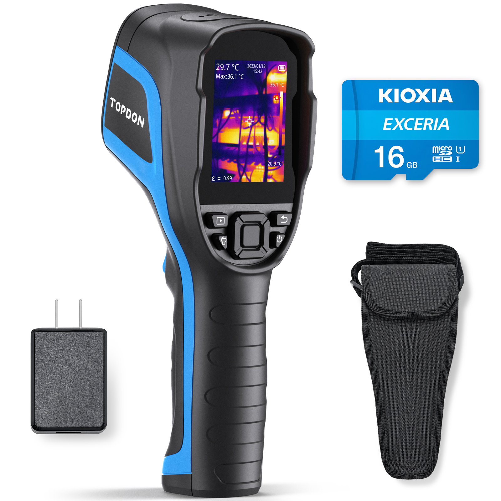Thermal Camera, 256 x 192, -4°F–1022°F, 25Hz IR Imaging with Temp Alarm, 50° FOV
