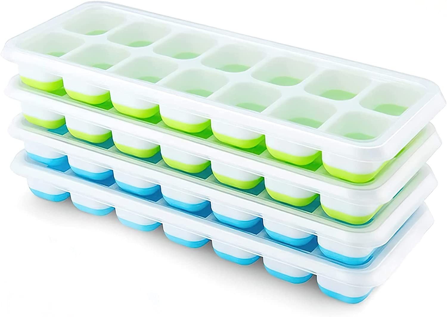 Ice Cube Trays 4 Pack, Airabc Silicone with Removable Lid, Easy-Release Flexible
