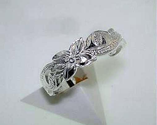 5.5mm Rhodium Plated 925 STER Silver Engraved Hawaiian Heritage Scrolls Toe Ring