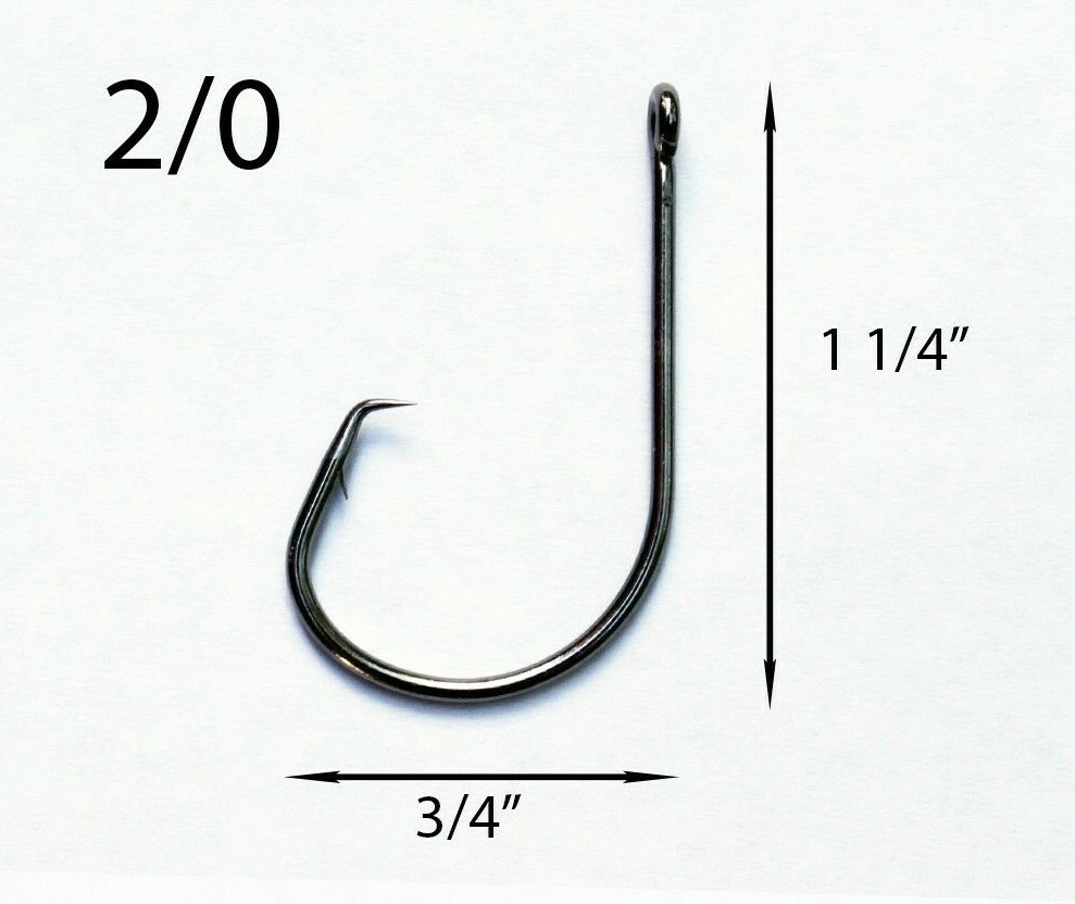 PACK OF 100 Size 2/0 TACKLEWORKS Circle Non Offset Inline Fishing Hooks 7381