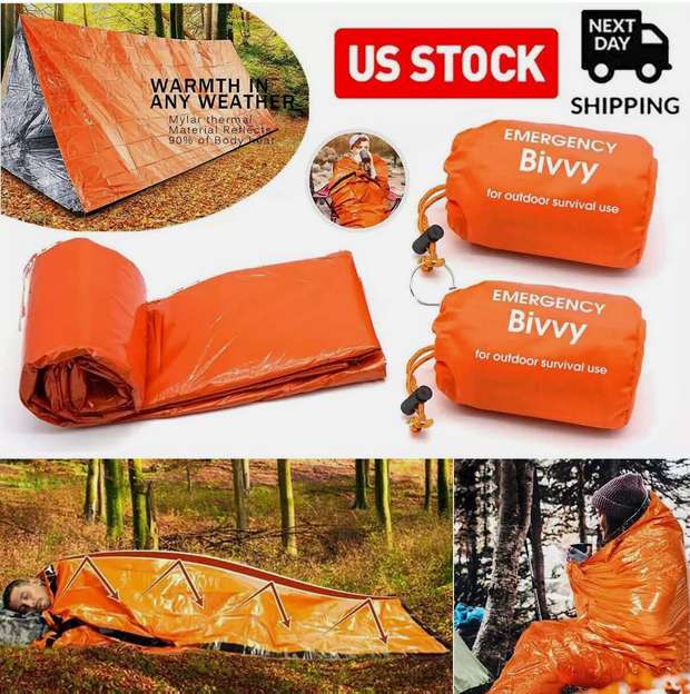 1-2X Emergency Sleeping Bags Thermal Blanket Waterproof Outdoor Survival Camping