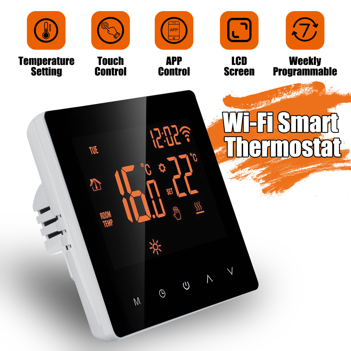 WiFi Smart Programmable Thermostat Temperature Controller App Control LCD Touch